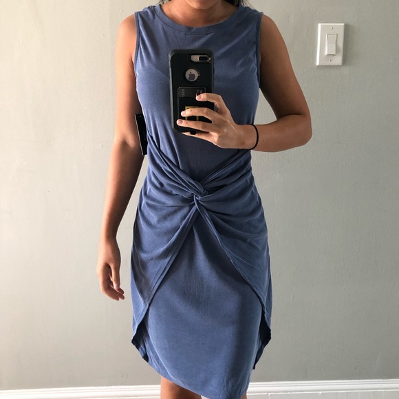 fitted light blue dress
